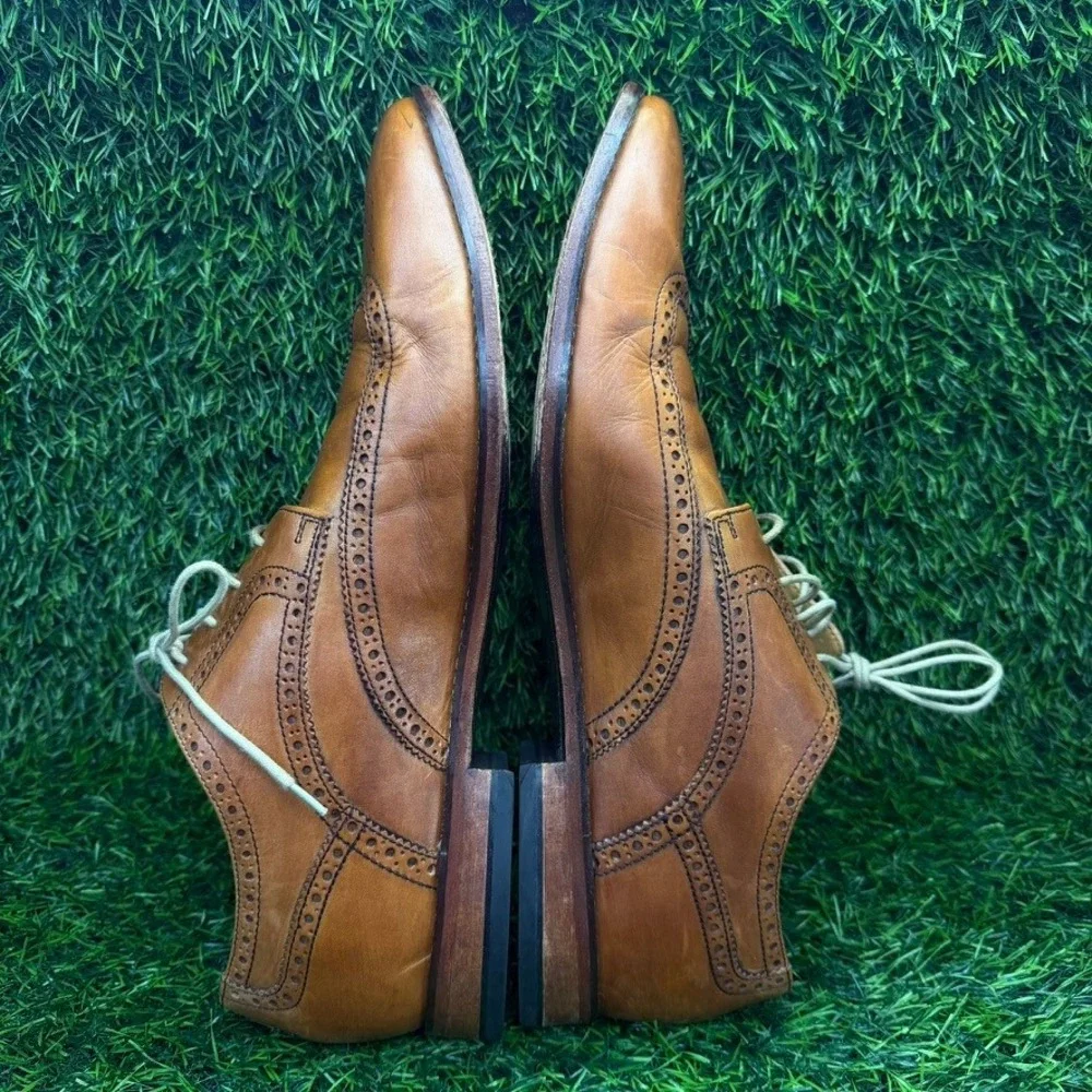 Cole Haan Wingtip Oxfords Mens 15 Tan Leather Nike Air Dress Shoes Brogue Brown